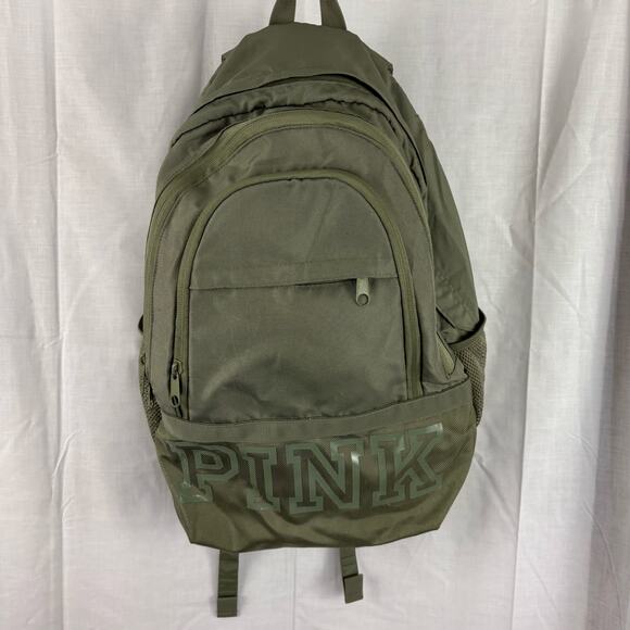 Victoria's Secret VS Pink Backpack Green Spell Out - Picture 1 of 7